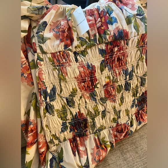 NWT Abercrombie & Fitch Smocked Drop-Waist Maxi Dress Floral Puff Sleeve Sz S - Picture 4 of 4